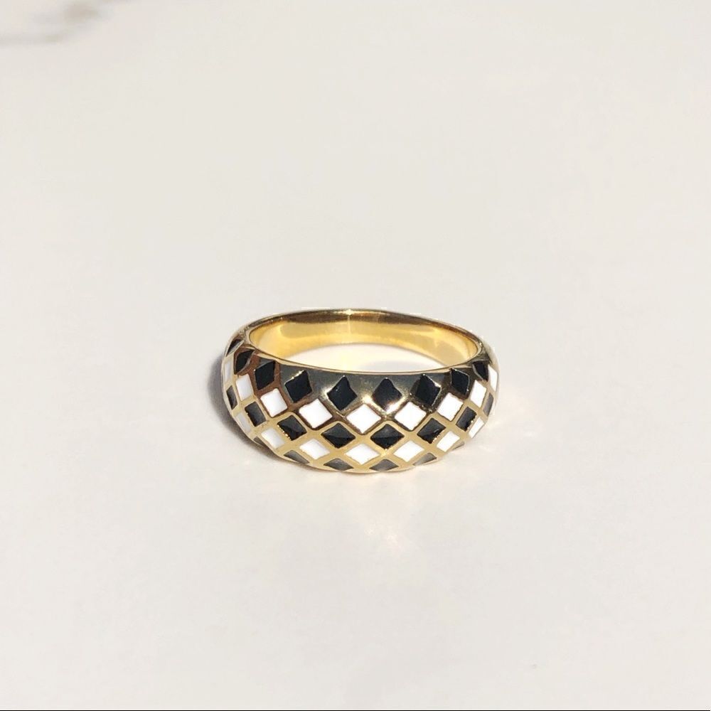 New! “Demi” Checker Gold Ring